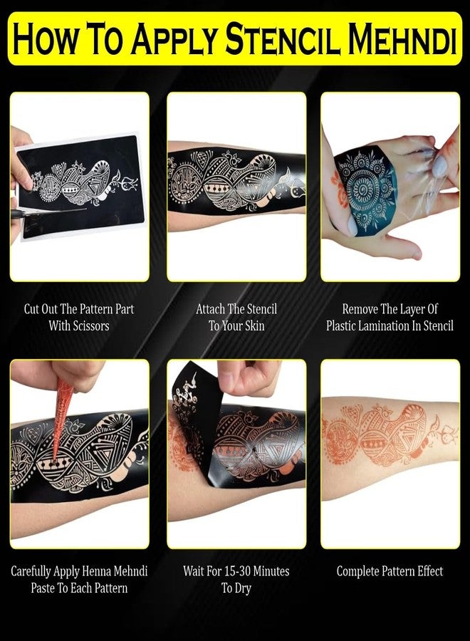 ORDERSHOCK Full Hand Bridal Stencil Mehndi Sticker Combo with Flower Design Waterproof Templates Stencil Sticker - Image 4